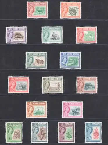 1961 North Borneo - Stanley Gibbons 391/406 - Serie mit 16 Werten - MNH **