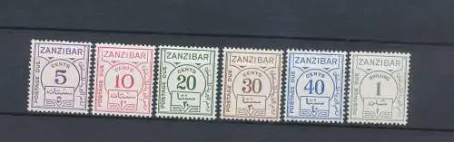 1936-62 SANSIBAR - Porto Due - SG Nr. D25/D30 - 6 Werte - MNH **