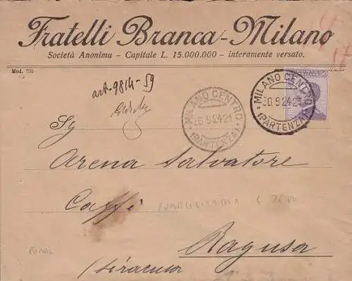 1924 Italien - Königreich, Reisewerbebrief der Brüder Branca