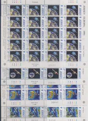 1991 EUROPA CEPT Jersey 4 Miniblätter Europa Space MNH **