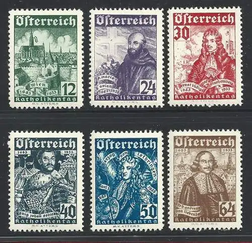 1933 ÖSTERREICH , Nr. 431/436 6 Werte Belagerung von Wien postfrisch / **