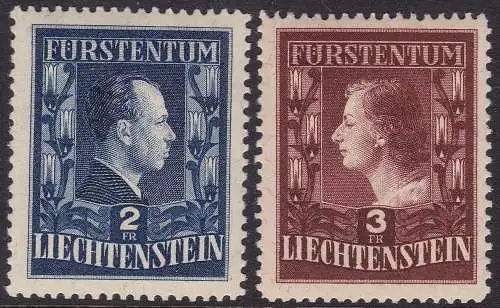 1951 Liechtenstein, n. 266/267 Serie mit 2 Werten MNH/**