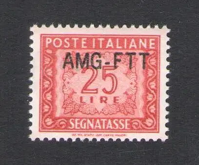 1954 TRIEST A - Steuermarken - Neuer Aufdruck Nr. 25A - 25 Lire Rotbraun