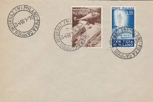 1951 29a Fiera di Milano, Nr. 657/658 Ungereiste Brief mit Sonderstempel