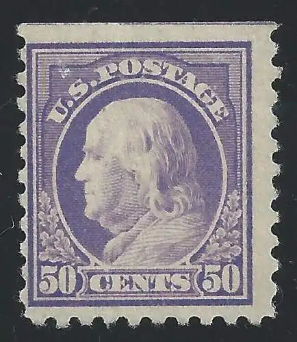 1916-17 USA, Yvert Nr. 215B - 50 Cent. violett - MH* E.Diena Zertifikat