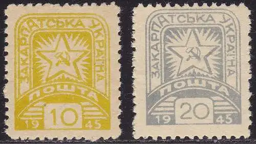 1945 SUBKARPATISCHE UKRAINE - Nr. 87/88 2 Werte postfrisch/**