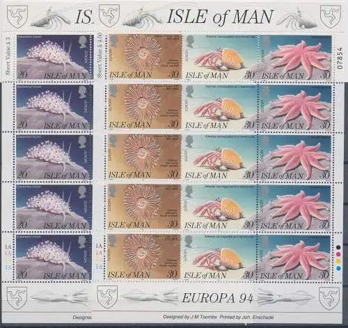 1993 EUROPA CEPT Isle of Man 2 Miniblätter Europa und die Entdeckungen postfrisch **