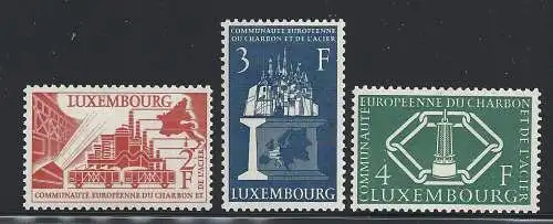 1956 Luxemburg, Yvert Nr. 511/513 EGKS - Europäische Gemeinschaft für Kohle - postfrisch **