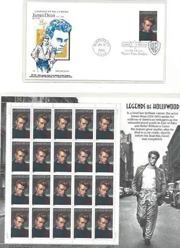 1996 USA, Nr. 2862 Folder JAMES DEAN FOGLIO + Umschlag - MNH **