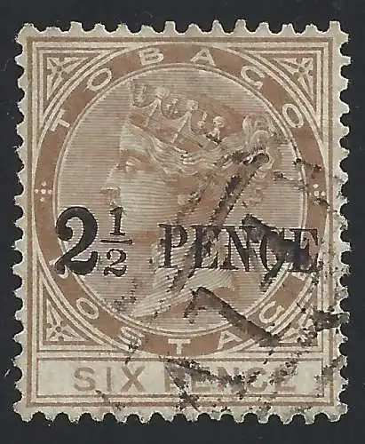 1883 TOBAGO - SG 13 2 1/2d. auf 6d. Stein GEBRAUCHT - GUTE QUALITÄT