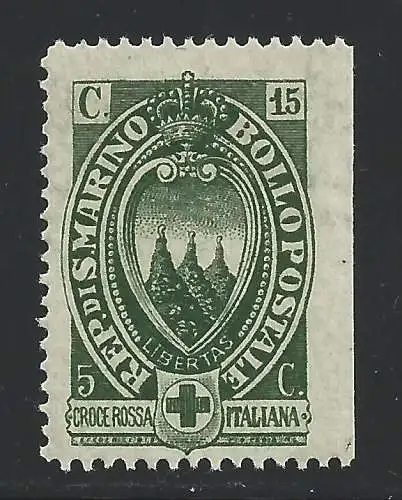 1923 SAN MARINO, Nr. 92a 15c. + 5c. dunkelgrün MNH/** RARE VARIETAe#039;