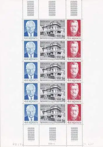 1987 MONACO, Nr. 1562-64 Kleinbogen mit 10 Werten postfrisch **