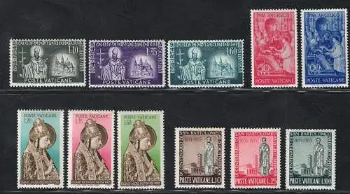 1955 Vatikan, neue Briefmarken, kompletter Jahrgang 11 Werte - postfrisch **