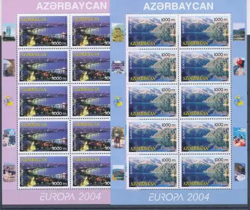 2004 EUROPA CEPT Aserbaidschan 2 Miniblätter von 10 Val Le Vacances MNH **