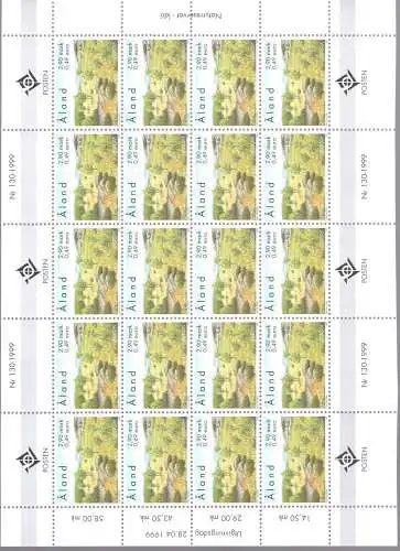 1999 EUROPA CEPT Aland 1 Kleinbogen 20 Val Naturparks MNH **