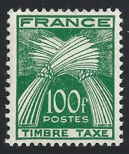 1953 FRANKREICH - Steuer Nr. 89 100 Fr. grün MNH/**