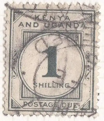 1933 KENIA, UGANDA TANGANIKA - SG D6 1s. grau-grün DENTELLATO 15x14 GEBRAUCHT