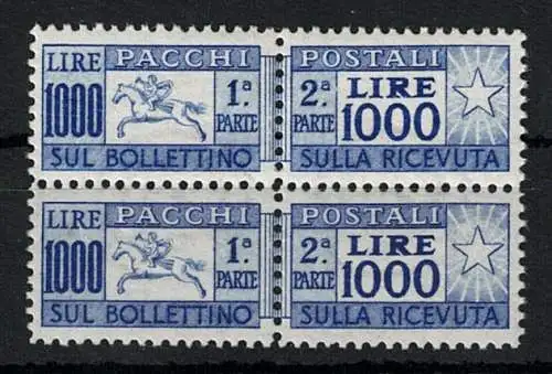 1954 Italien, Postpakete Lire 1000, Pferd, Rarität Nr. 81 - postfrisch **