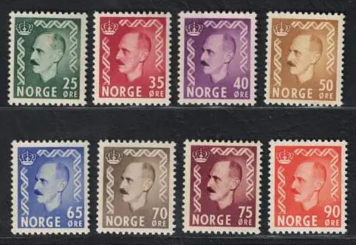 1955-56 Norwegen, # 361/66 König Haakon VII, POSTFRISCH**