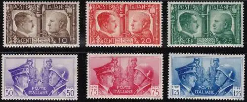 1941 Königreich Italien, Deutsch-Italienische Waffenbruderschaft, Nr. 452/457 die Sechs-Wert-Serie - postfrisch**