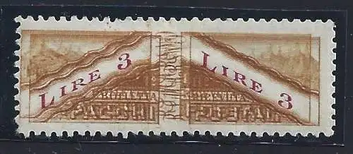 1928 SAN MARINO, Postpakete, Nr. 10c, 3 Lire Bistro und Karmin, MLH* - Bistro Doppeldruck - Zertifikat - Raybaudi Expertise