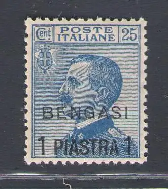 1926 Levante - Bengasi 1 Platte auf 25 Cent hellblau - Nr. 2 - postfrisch **