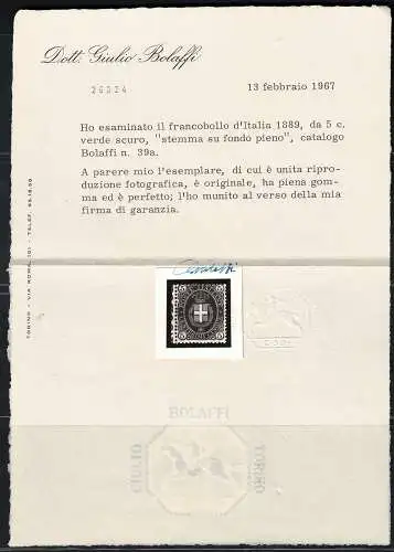 1889 Italien - Königreich, 5 Cent dunkelgrün Nr. 44 - postfrisch **