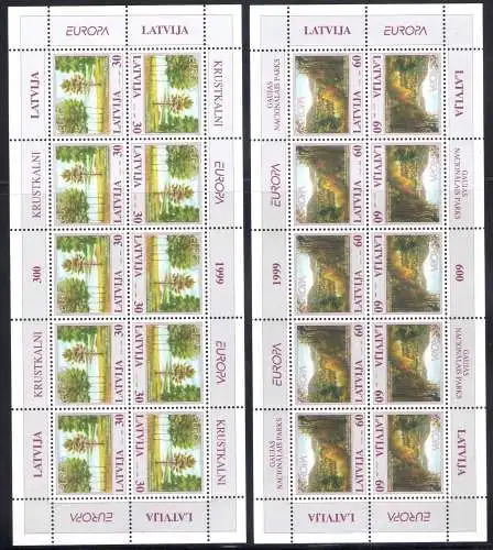 1999 EUROPA CEPT Lettland/Lettland 2 Miniblätter mit 10 Werten postfrisch **