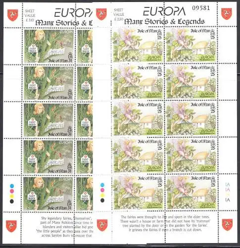 1997 EUROPA CEPT Isle of Man 2 Kleinblätter mit 10 Werten postfrisch **