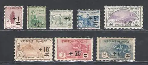 1922 FRANKREICH, Yvert n. 162/69, Pro Orfanelli überdruckt, postfrisch**