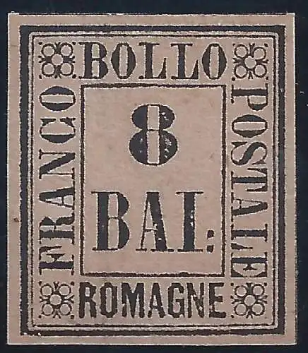 1859 Romagna, Nr. 8 - 8baj rosa MLH* signiert A.Diena