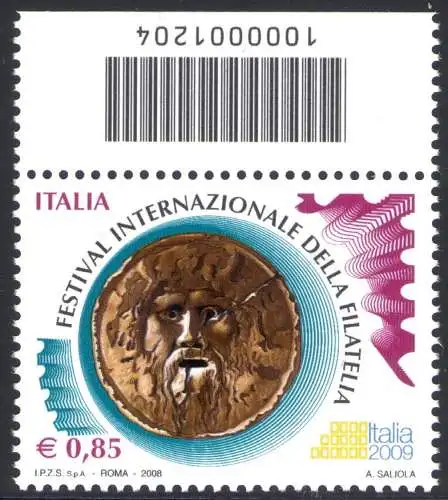 2008 Italienische Republik Philateliefestival mit Barcode Nr. 1204