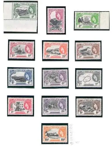 1953 ST. HELENA Elizabeth II. 13er Set SG Nr. 153/165 MLH*