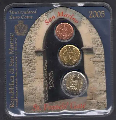 2005 Republik San Marino - 2 Cent - 20 Cent - 2 Euro - Miniset