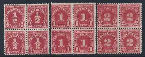 1930-31 USA, TAXE Nr. 61/63 MNH ** VIERTEL VOLLGUMMI