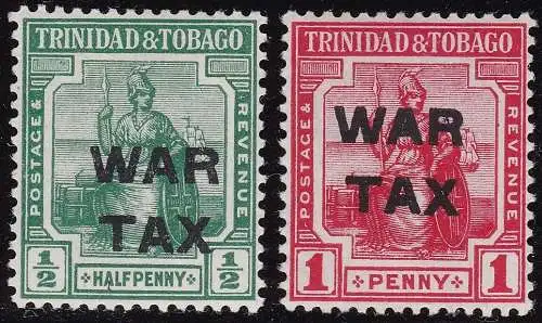 1917 TRINIDAD, Stanley Gibbons Nr. 181/182 KRIEGSSTEUER - POSTFRISCH**