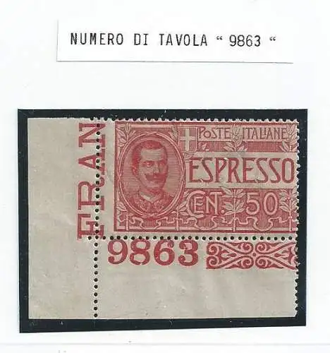 1920 Italien - Königreich, Espresso Nr. 4 mit TISCHNUMMER POSTFRISCH / **