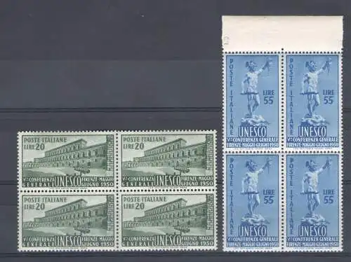 1950 REPUBLIK UNESCO-Generalkonferenz Nr. 618/619 MNH ** QUARTINA Ben Centrata