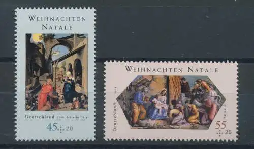 2008 Deutschland, Weihnachten - 2 Werte, Gemeinschaftsausgabe mit Vatikan Nr. 1492/93 - postfrisch **