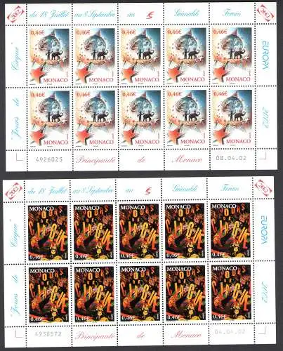 2002 EUROPA CEPT Monaco Nr. 2 Minifogli Il Circo MNH **