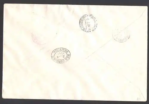 1951 SAN MARINO, Luftpost Bogen Upu 300 Lire braun von San Marino nach New York, Ankunftsstempel auf der Rückseite RAR