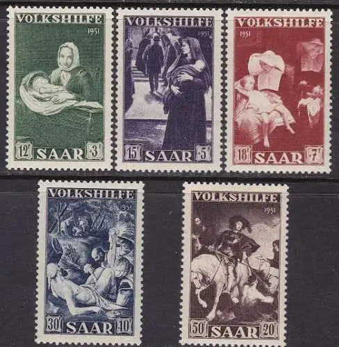 1951 SAARLAND, Nr. 296/300 5 Werte postfrisch**