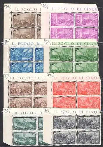 1948 REPUBLIK, Risorgimento, 13 Werte, Nr. 580/591 + E32 Gute Sehr Gute Zentrierung MNH ** VIERTELBLATTWINKEL