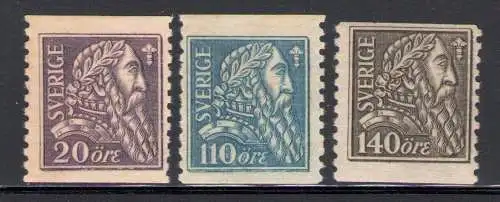 1921 SCHWEDEN, Nr. 151-153 Befreiung Schwedens - Bildnis Gustav I. - postfrisch **