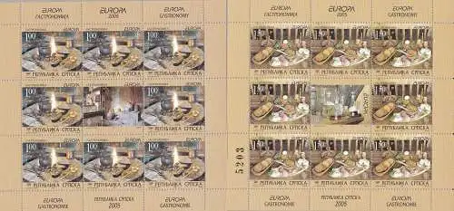 2005 EUROPA CEPT, Serbien Herzegowina, 2 Miniblätter mit 9 Werten Gastronomie - postfrisch **