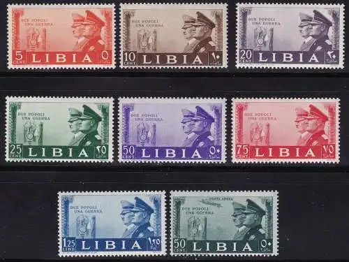 1941 LIBYEN, Waffenbruderschaft, Nr. 171/177 + A 45, Serie mit 8 Werten, postfrisch**