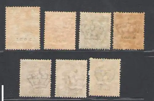 1912 Ägäis Rhodos, Nr.1-7 Briefmarken aufgedruckt, MH*