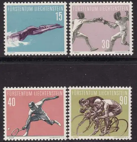 1958 LIECHTENSTEIN, Nr. 327/330 - Sport - postfrisch**