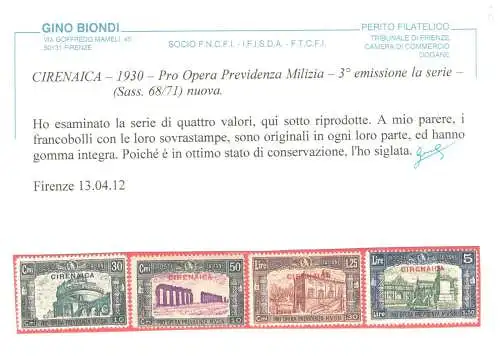 1930 Kyrenaica, Pro Opera Milizia III, Nr. 68/71, 4 Werte, postfrisch**