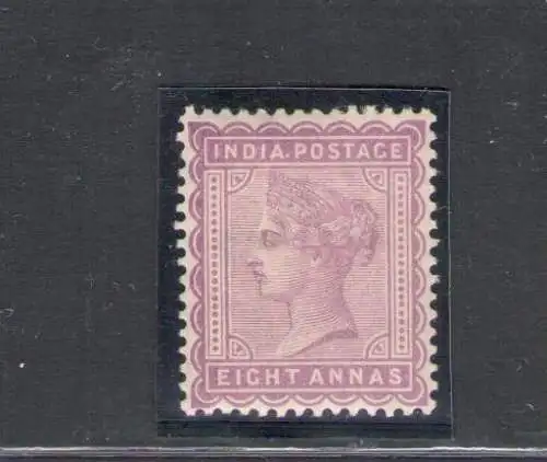 1882-90 Indien - Stanley Gibbson Nr. 99 - 8a. magenta, Effige Vittoria - MH*